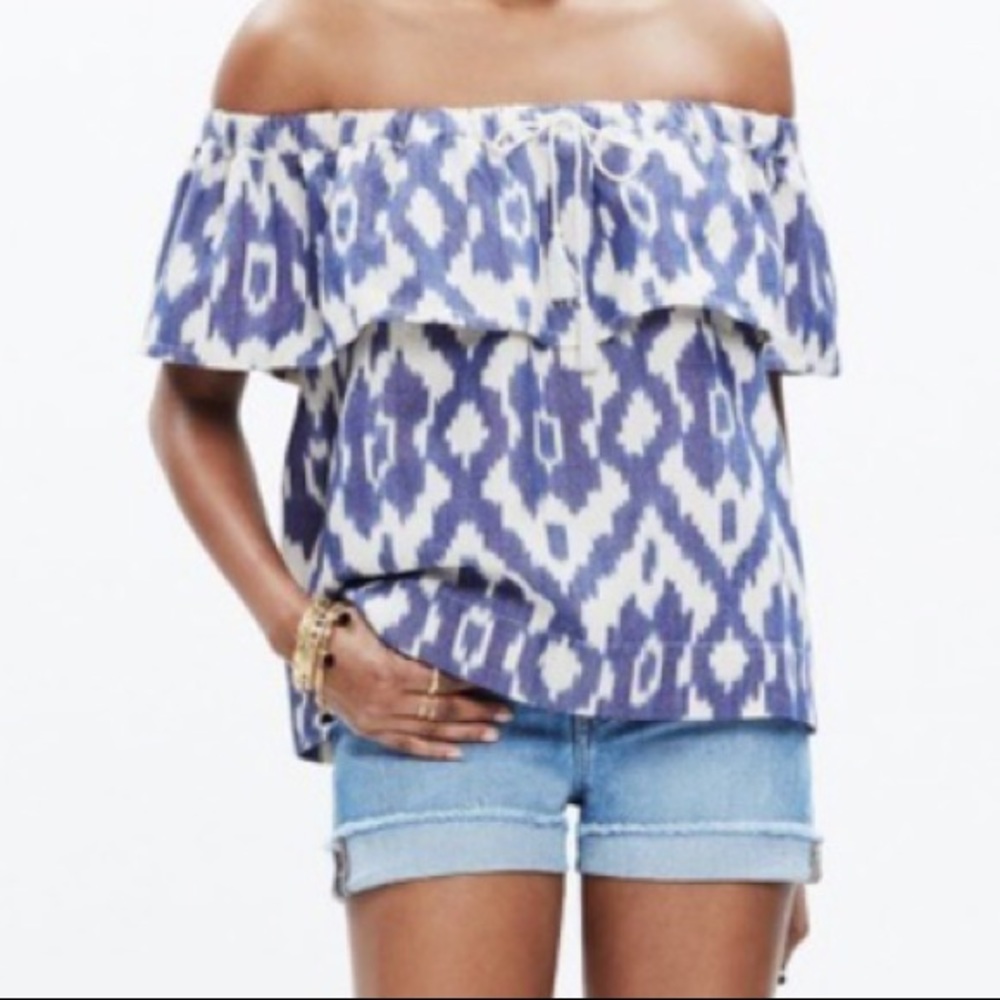 Madewell balcony ikat off shoulder top